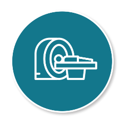 An icon of a person entering an MRI machine. icon