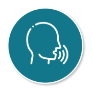 An icon of a person speaking.