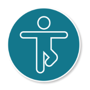 An icon of a person balancing on one foot.