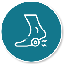 An icon of a foot experiencing pain.