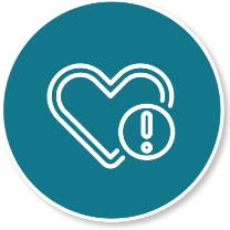 An icon of a heart with a warning symbol.
